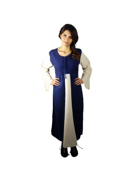 Robe médiévale en coton bleu foncé