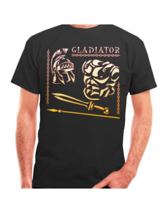 T-shirt noir gladiateur et romain, manches courtes