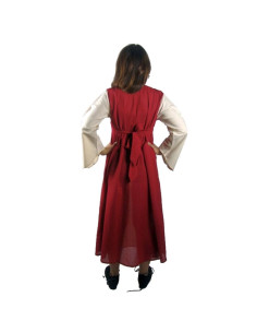 Robe médiévale en coton rouge-crème 2