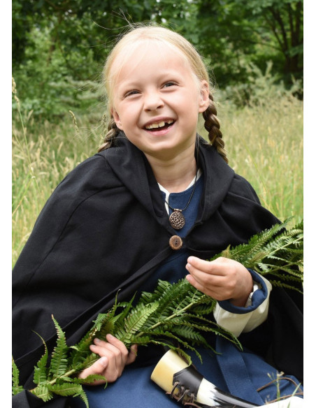 Cape médiévale pour enfants, noire