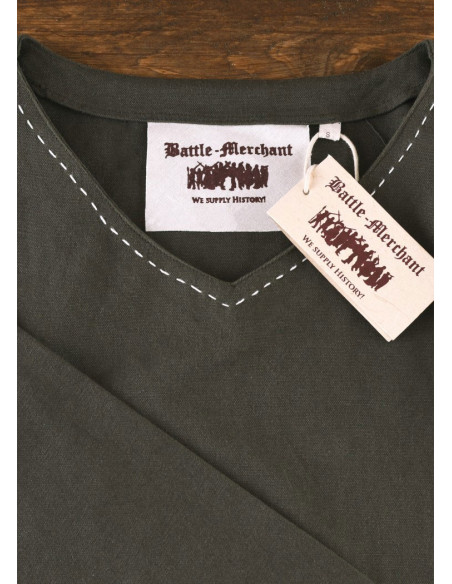 Tunique médiévale à manches longues Askur, vert olive