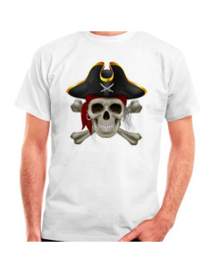 T-shirt Pirate blanc, manches courtes