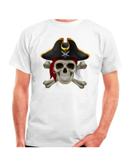 T-shirt Pirate blanc, manches courtes