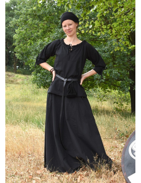 Chemisier médiéval femme Birga, noir