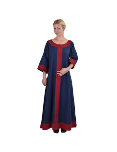 Robe médiévale Gudrun, bleu-rouge