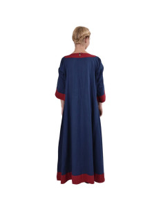 Robe médiévale Gudrun, bleu-rouge 2