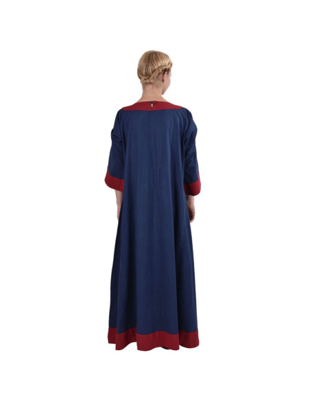 Robe médiévale Gudrun, bleu-rouge