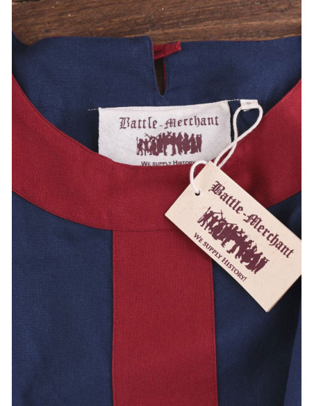 Robe médiévale Gudrun, bleu-rouge