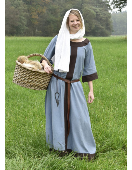Robe médiévale Gudrun, gris-marron