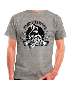 T-shirt SteamPunk gris, manches courtes