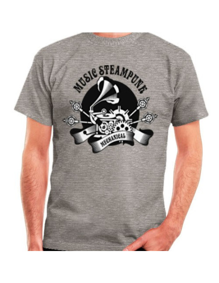 T-shirt SteamPunk gris, manches courtes T-shirt SteamPunk gris, manches courtes