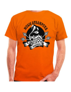 T-shirt SteamPunk orange, manches courtes
