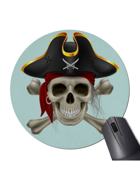 Tapis de souris rond crâne de pirate