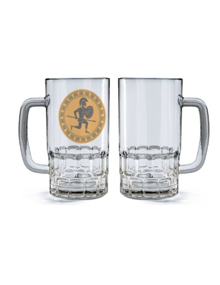 Chope à bière en verre guerrier hoplite grec
