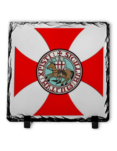 Bouclier des Templiers sur Pierre d'Ardoise (20x20 cms.)