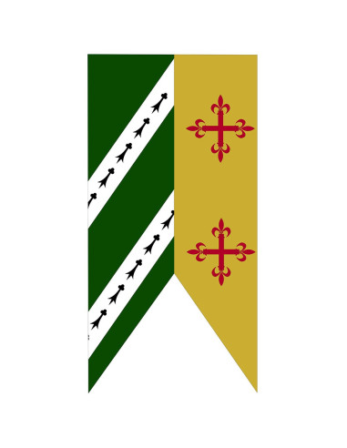 Bannière Bicolore Vert-Moutarde Croix Médiévales