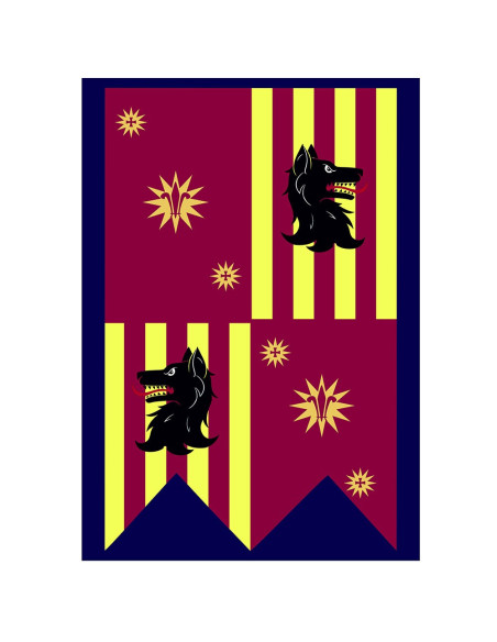 Bannière de chien en quartiers à la fleur de lys