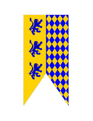 Bannière médiévale bicolore avec des lions rampants