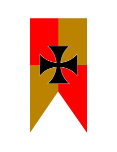 Bannière Médiévale Caserne Jaune-Rouge Croix des Templiers