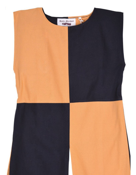 Surcot écartelé médiéval jaune moutarde-noir