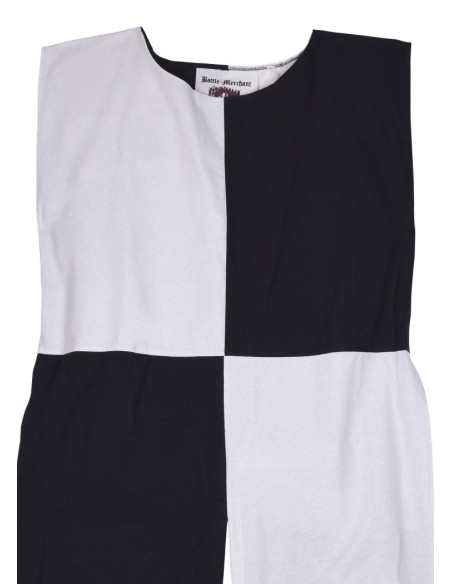 Surcot médiéval écartelé noir et blanc