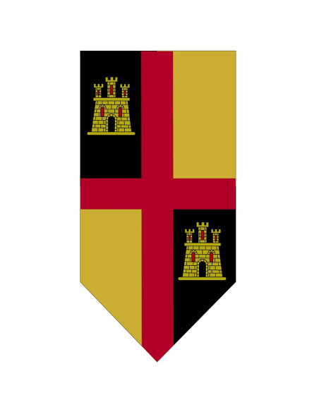 Bannière Médiévale Croix avec Châteaux