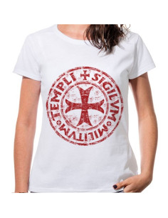 T-shirt Femme Blanc Croix des Templiers, manche courte