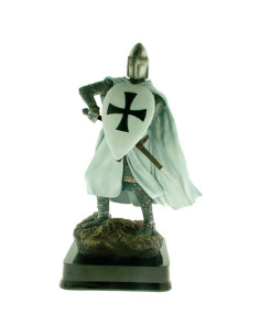 Chevalier guerrier teutonique miniature avec bouclier, 23 cm.