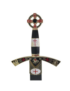 Épée templière décorée d'or, avec fourreau 2