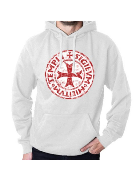 Sweat Blanc Templiers avec Capuche