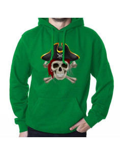 Sweat Vert Pirate, avec Capuche
