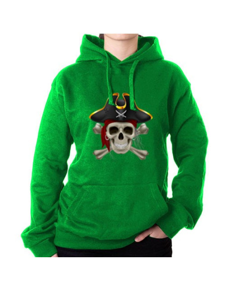 Sweat Vert Pirate, avec Capuche