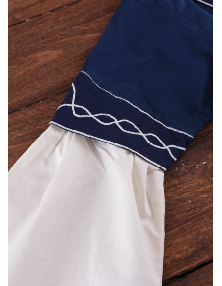 Robe médiévale Alvina, bleu-blanc