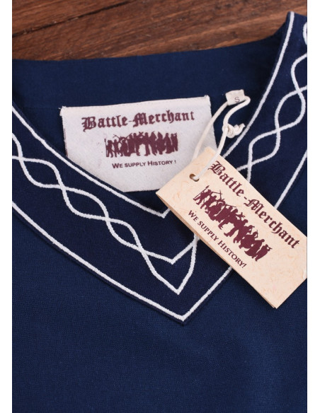 Robe médiévale Alvina, bleu-blanc