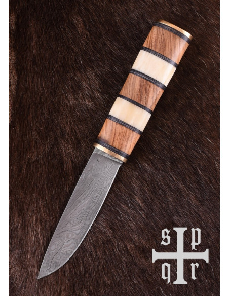 Couteau Viking Seax, Acier Damas