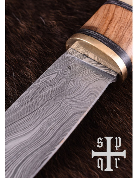 Couteau Viking Seax, Acier Damas