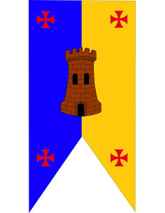 Bannière médiévale de château bicolore avec des croix
