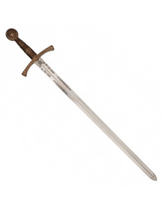 Épée de chevalier médiéval français, laiton