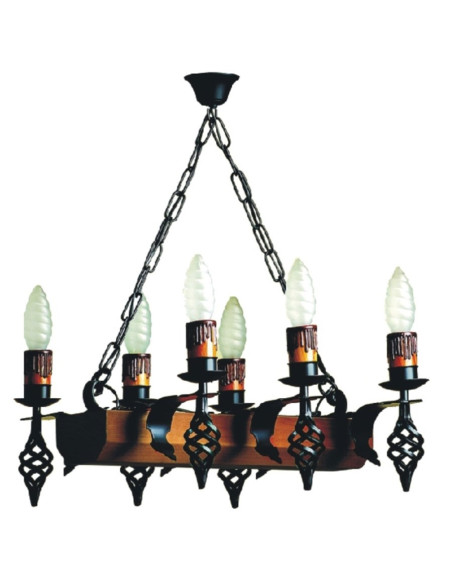 Malle de lampe médiévale en fer forgé...