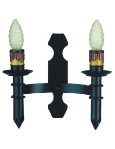 Appliquer bougie de forge médiévale 2 lumières (29x33 cms.)