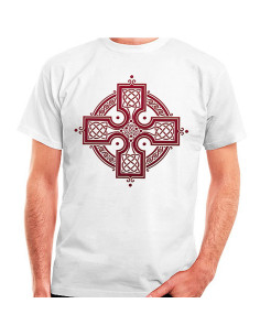 T-shirt blanc croix celtique, manches courtes