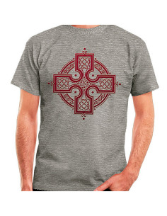 T-shirt gris croix celtique, manches courtes