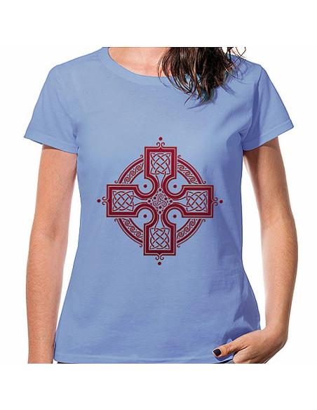 T-shirt bleu croix celtique femme,...