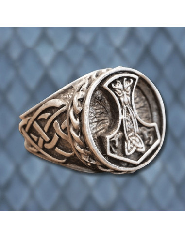 Boîte Cadeau FaithHeart Bague Mjolnir Homme Chevalière Viking Marteau de Thor Nordique Runique Acier Inoxydable/Or/Noir Taille 54-72 Bijoux Porte Bonheur Motard Biker Cadeaux pour Ado Garçon Femme 