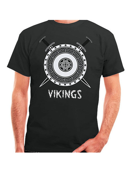T-shirt Vikings noir, manches courtes