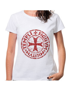 T-shirt Femme Blanc Croix et Légende des Templiers