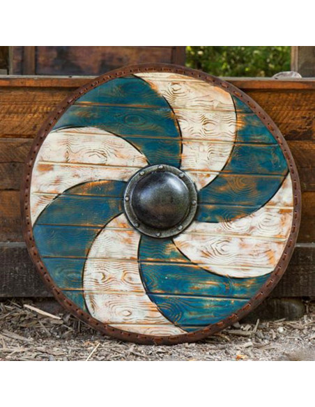 Bouclier Celtique Thegn Bleu-Blanc en...