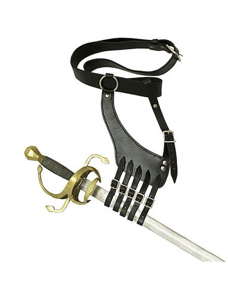 Ceinture avec porte-épée en cuir noir