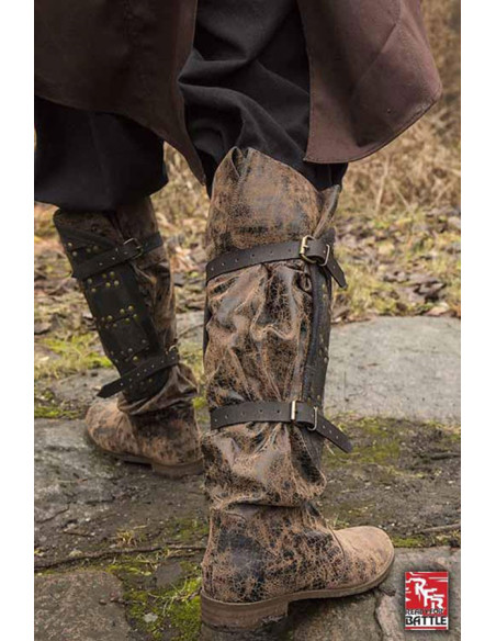 Grèves en cuir de soldat médiéval