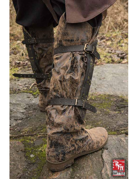 Grèves en cuir de soldat médiéval